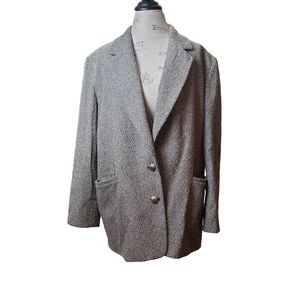 VINTAGE | Patterned Tweed Collar Black White "Beseme" Blazer (Size M / L)